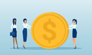 Büyük paralar tutan iş kadınlarının vektörü 