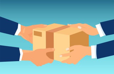 Elden ele geçen bir karton kutunun taşıyıcısı.