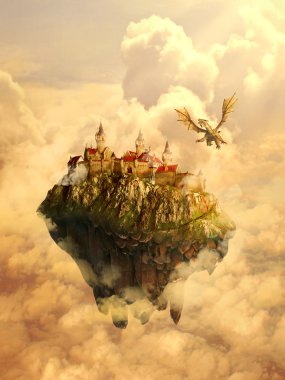 Castle invaded, protected by dragon