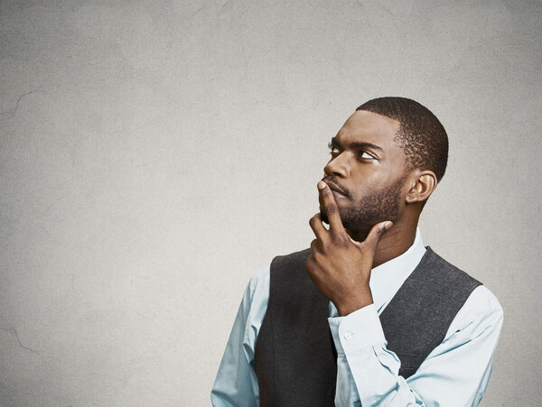 Man thinking, deciding  on future plan