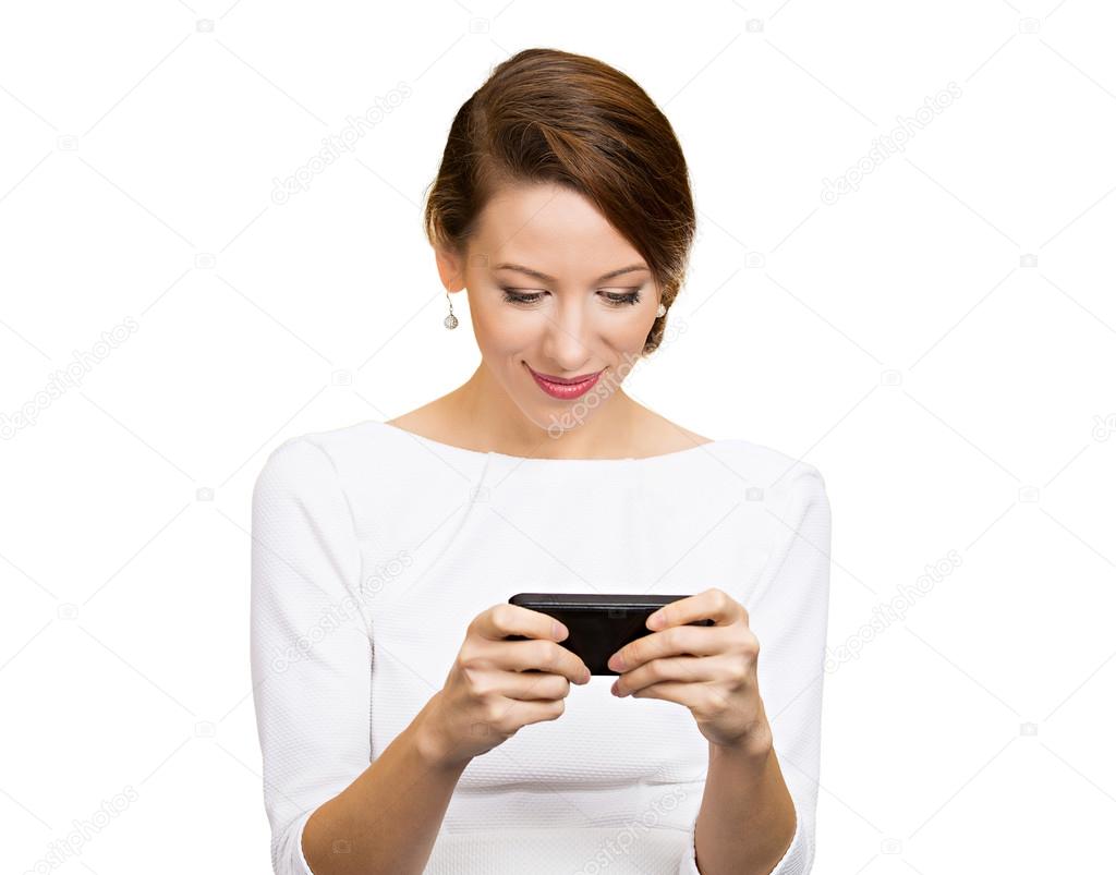 Woman texting on smart phone