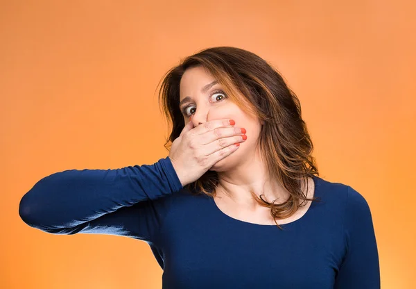 Employee, covering mouth. Speak no evil concept — Stock Photo, Image