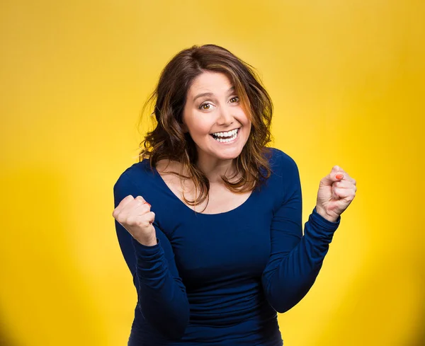 Happy ecstatic woman celebrating being winner — Stock Photo, Image