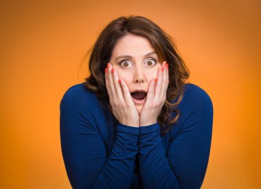 Startled woman, looking shocked, surprised clipart