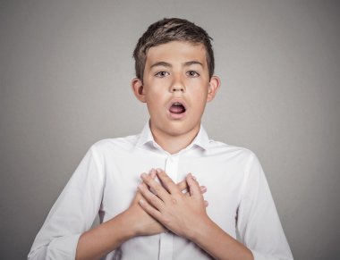 Man shocked surprised in disbelief hands on chest clipart