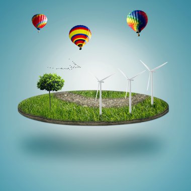 yeşil yeşil mikro Dünya Dünya Rüzgar enerjisi türbinleri yüklü ile