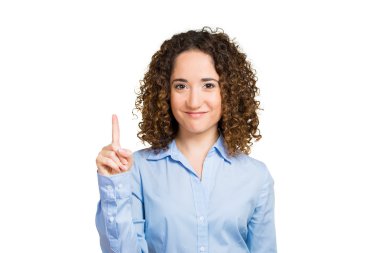 kadın, işaret parmağı ile yukarı doğru