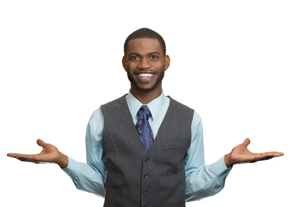 Friendly looking business man welcoming — Stock Photo, Image