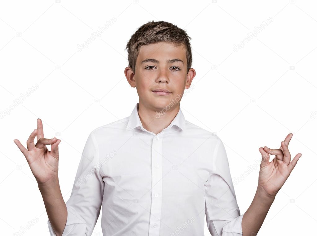 Handsome young man, in meditation pose