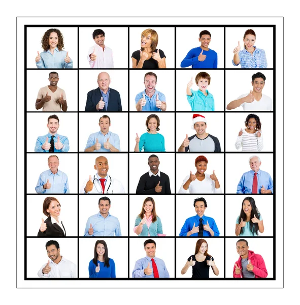 Froup of people giving thumbs up — Stock Photo, Image