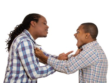 Fight. Angry men screaming at each other clipart