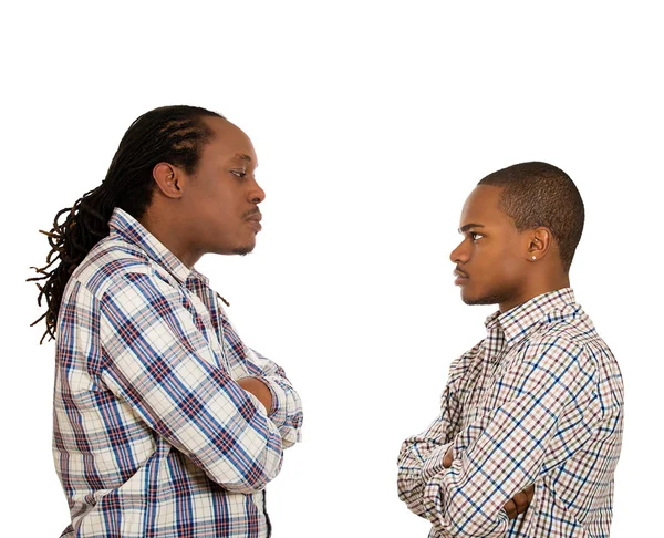 Men looking  at each other with hatred, contempt — Stock Photo, Image