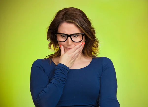 Awkward situation. Portrait of embarrassed woman — Stock Photo, Image