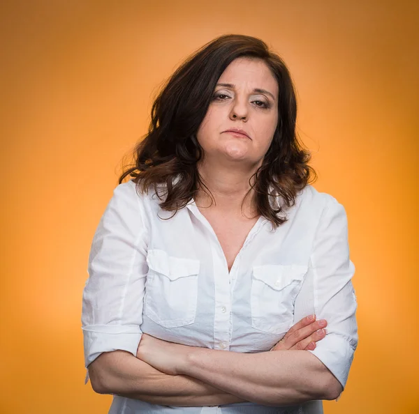 Displeased pissed off angry grumpy woman — Stock Photo, Image