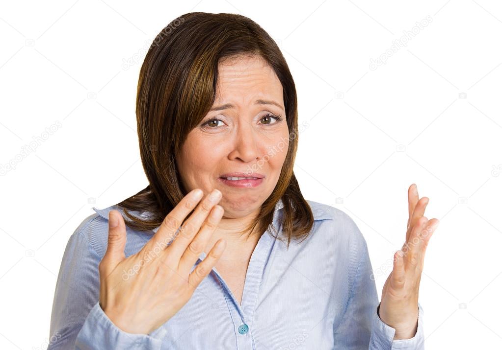 woman disgusted by smell looks displeased