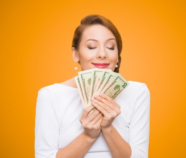 Woman loves money clipart