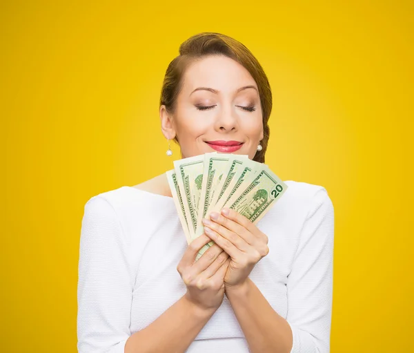 Kadın parayı sever — Stok fotoğraf