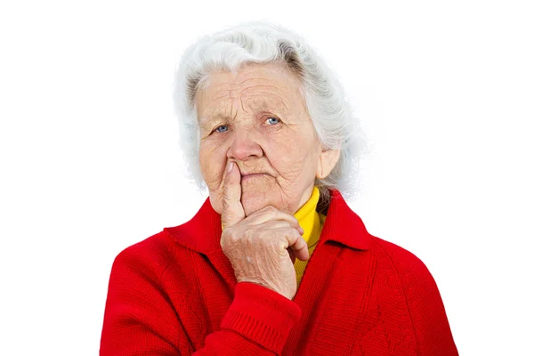 Skeptical senior woman — Stock Photo, Image