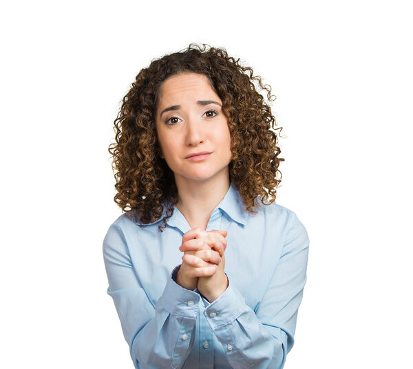 Woman begging for help forgiveness