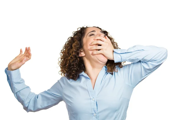 Tired woman yawning — Stock Photo, Image