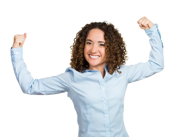 Woman flexing muscles showing her strength — Stock Photo, Image