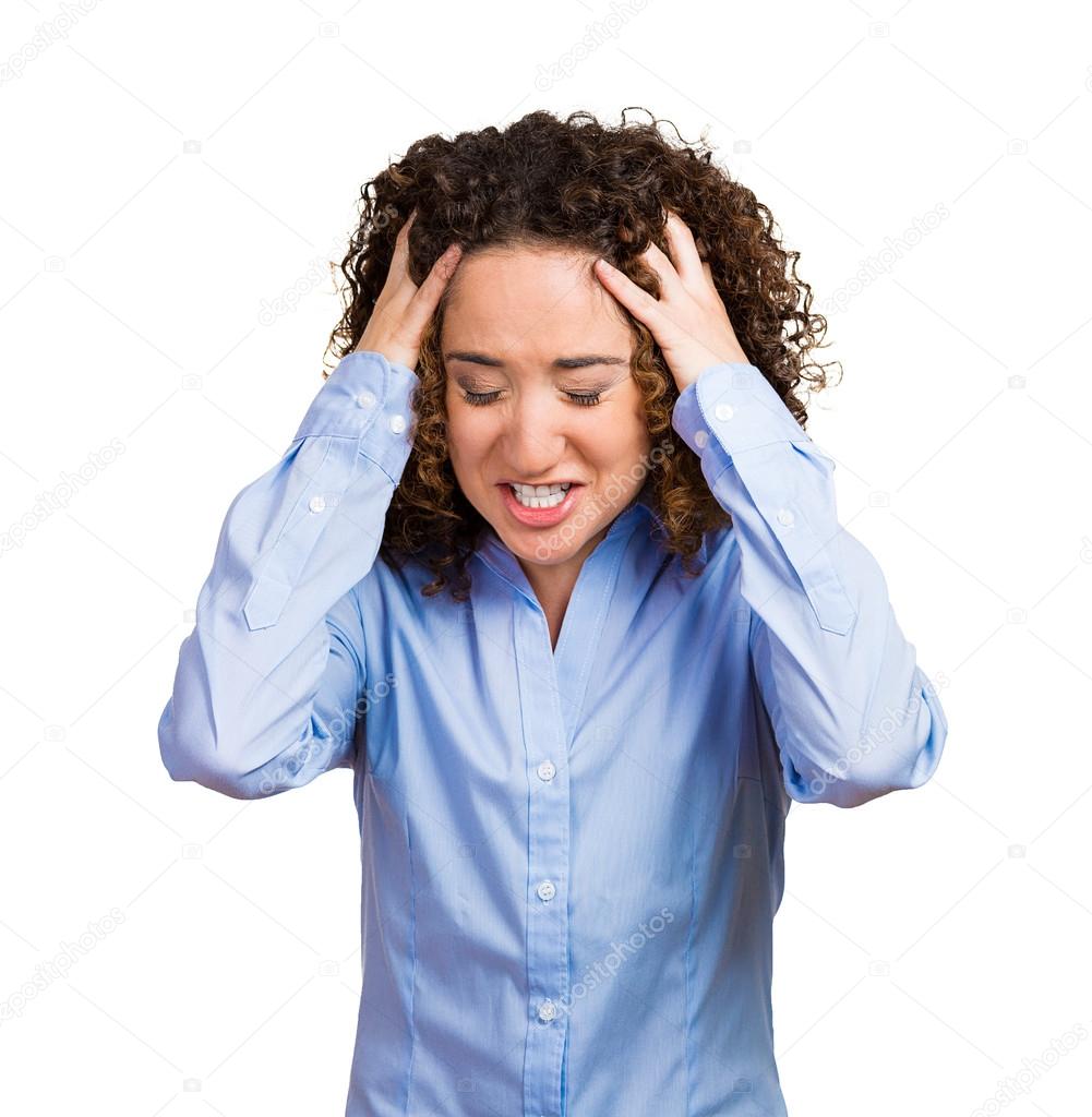 Stressed woman with headache