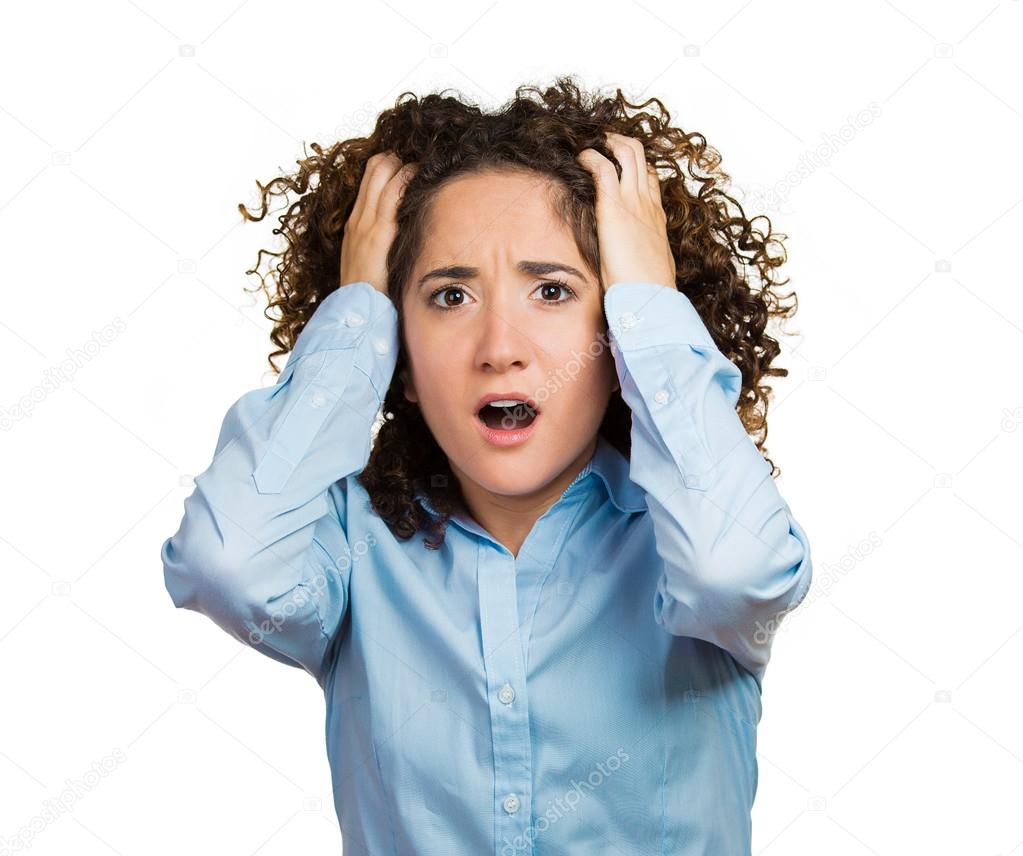 Stressed woman with headache