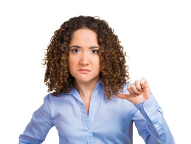 Annoyed woman, asking question what's the problem, you talking to me? clipart