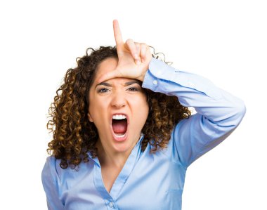 Woman, showing loser sign clipart