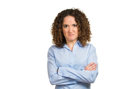 Woman disgusted with situation, full of hatred clipart