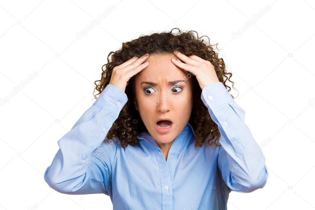 Stressed woman with headache