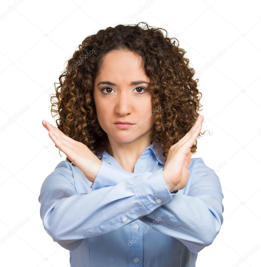 Woman asking to stop talking, cut it out gesture