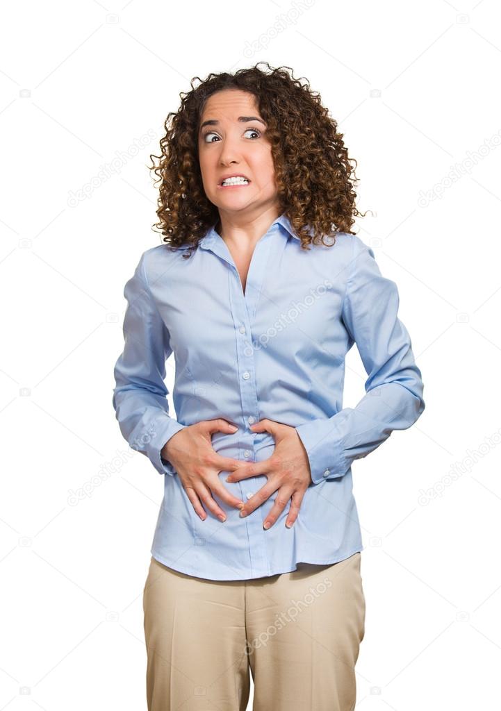 Woman with stomach pain
