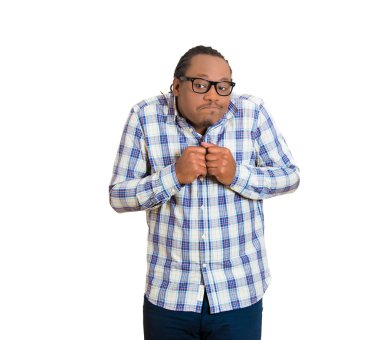 Nerdy guy in glasses. Awkward situation clipart