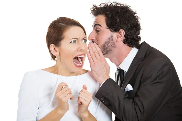 Couple man woman gossip — Stock Photo, Image