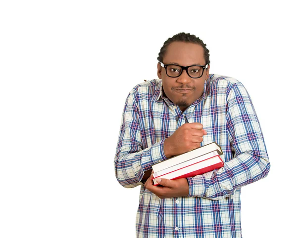 Crazy looking nerdy male student — Stock Photo, Image