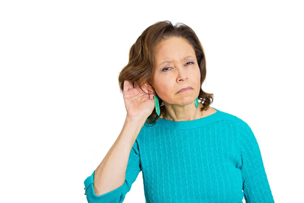 Nosy curious funny senior woman — Stock Photo, Image