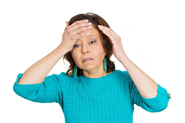 Senior woman suffering from headache — Stock Photo, Image