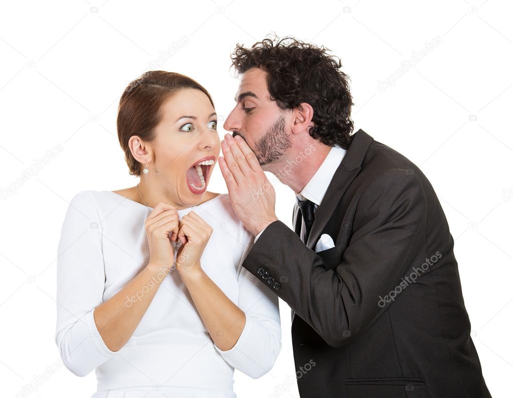 Couple man woman gossip