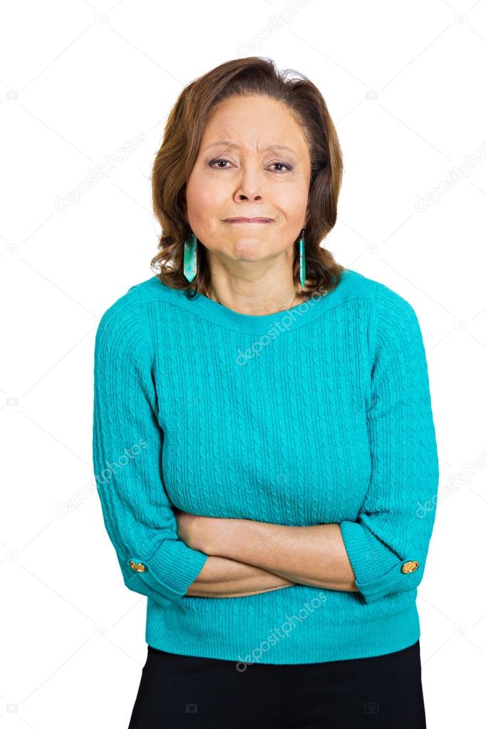 Old business woman, elderly unhealthy grandmother doubling over in stomach pain