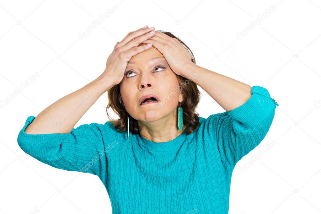 Senior woman suffering from headache