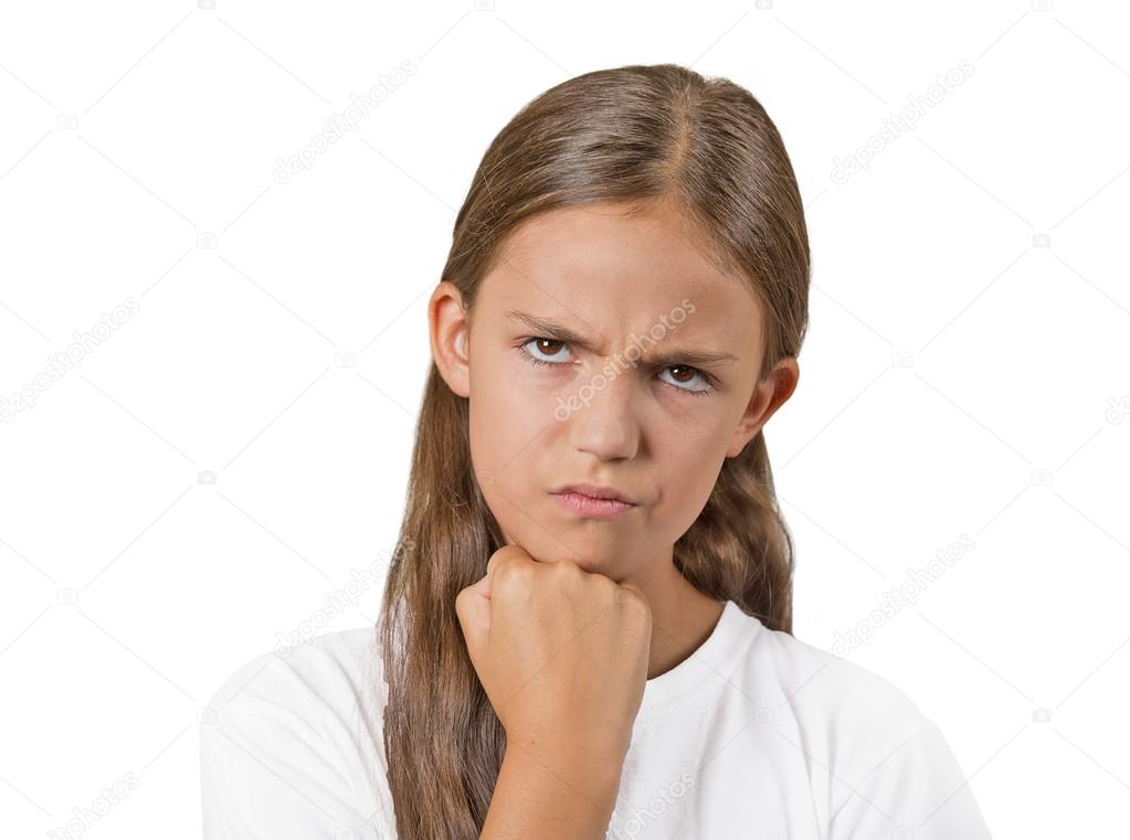 angry young girl, unhappy teenager