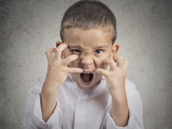 Criança irritada, menino gritando histérico — Fotografia de Stock