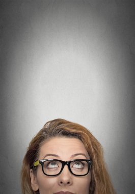 woman looking up clipart