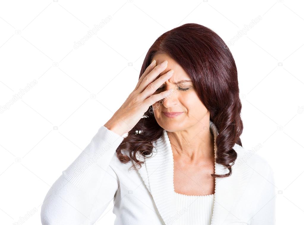 unhappy stressed middle aged business woman