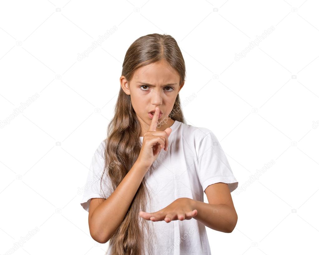 girl asking to keep it quiet 