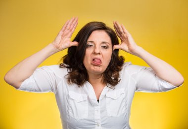 bully woman sticking tongue out clipart