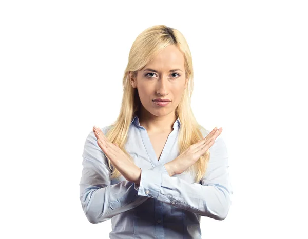 Woman with X gesture — Stock Photo, Image