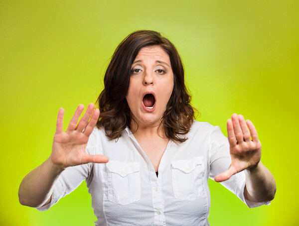 woman screaming stop no