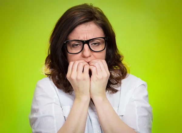 Nervous, stressed middle aged woman — Stock Photo, Image